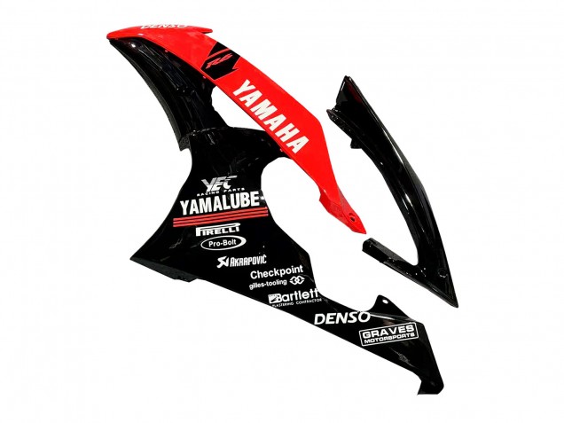 Yamaha YZF 600 R6 Motorrad Verkleidung 2008-2016 - Rot Glanzendes Schwarz Denso Yamalube 21