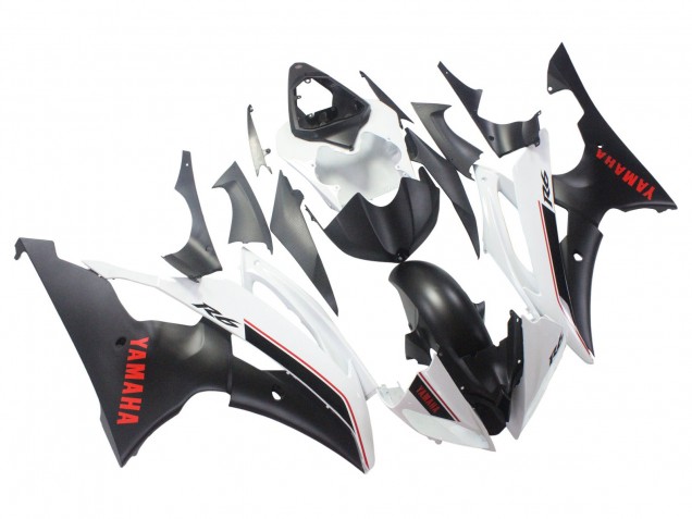 Yamaha YZF 600 R6 Motorrad Verkleidung 2008-2016 - Weiss Matt Schwarz Rot Aufkleber