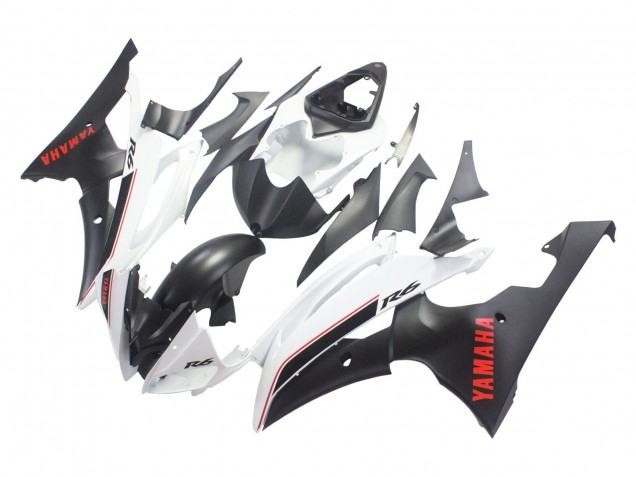 Yamaha YZF 600 R6 Motorrad Verkleidung 2008-2016 - Weiss Matt Schwarz Rot Aufkleber