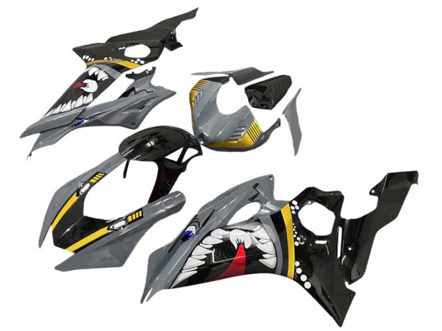 Yamaha YZF 600 R6 Motorrad Verkleidung 2017-2023 - Grau Gelb Glanzendes Schwarz Hai