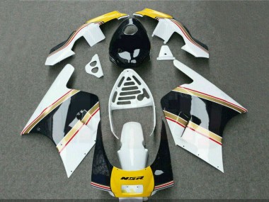 Honda NSR250R Motorrad Verkleidung 1988-1989 - Weiss Gelb Gold Glanzendes Schwarz