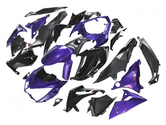 Kawasaki Z1000 Motorrad Verkleidung 2014-2019 - Lila Glanzendes Schwarz Matt Schwarz