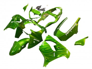 Kawasaki ZX9R Motorrad Verkleidung 2000-2001 - Grun Flamme