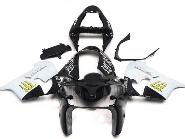 Kawasaki ZX9R Motorrad Verkleidung 2002-2003 - Weiss Glanzendes Schwarz Gelb Monster