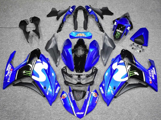 Yamaha YZF R3 Motorrad Verkleidung 2015-2018 - Blau Schwarz Grun Monster