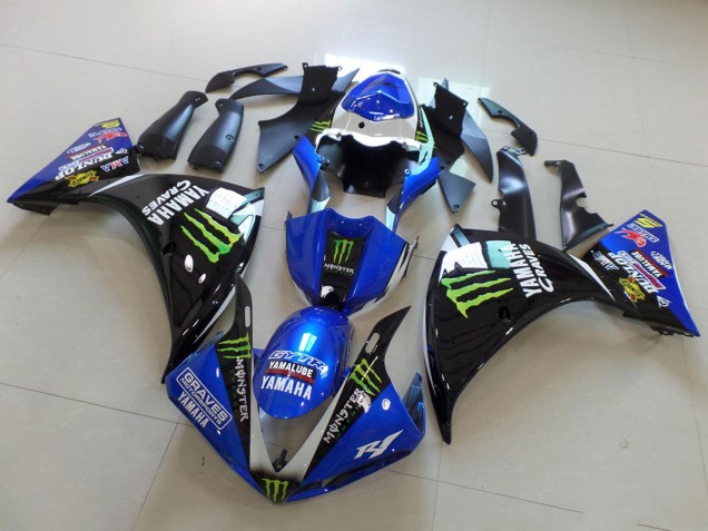 Yamaha YZF R1 Motorrad Verkleidung 2009-2011 - Weiss Blau Schwarz Grun Monster Yamalube Graves