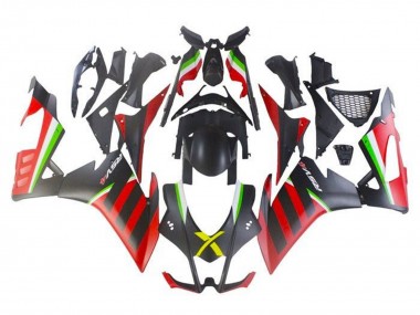 Aprilia RSV4 1000 Motorrad Verkleidung 2009-2015 - Matt Schwarz Rot Grun Streifen