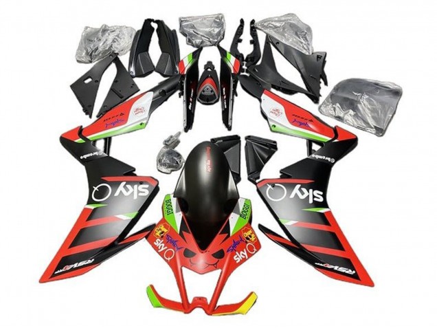 Aprilia RSV4 1000 Motorrad Verkleidung 2009-2015 - Matt Schwarz Rot Grun Weiss