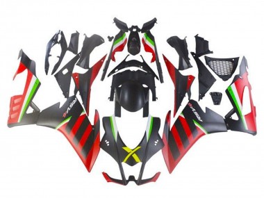 Aprilia RSV4 1000 Motorrad Verkleidung 2016-2020 - Matt Schwarz Rot Grun Streifen