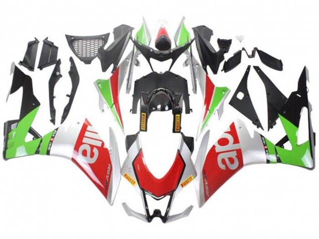 Aprilia RSV4 1000 Motorrad Verkleidung 2016-2020 - Silber Rot Schwarz Grun