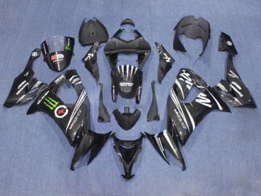 Kawasaki ZX10R Motorrad Verkleidung 2008-2010 - Schwarz Weiss Grun Monster