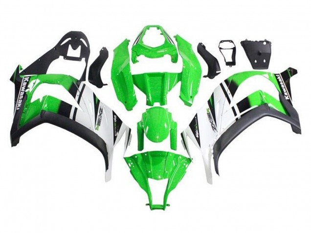 Kawasaki ZX10R Motorrad Verkleidung 2011-2015 - Grun Weiss Schwarz Streifen
