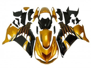 Kawasaki ZX14R ZZR1400 Motorrad Verkleidung 2012-2024 - Gold Glanzendes Schwarz
