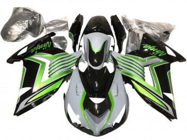 Kawasaki ZX14R ZZR1400 Motorrad Verkleidung 2012-2024 - Weiss Grun Glanzendes Schwarz