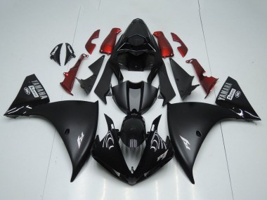 Yamaha YZF R1 Motorrad Verkleidung 2012-2014 - Glanzendes Schwarz Matt Schwarz Rot