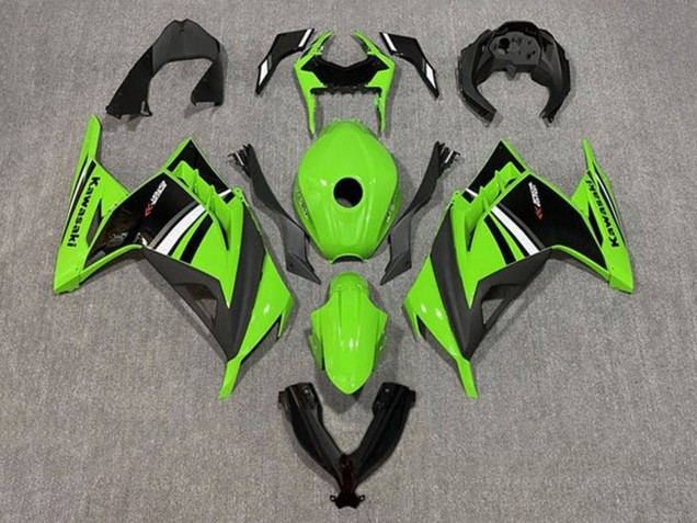 Kawasaki EX300 Motorrad Verkleidung 2013-2024 - Grun Weiss Schwarz Streifen