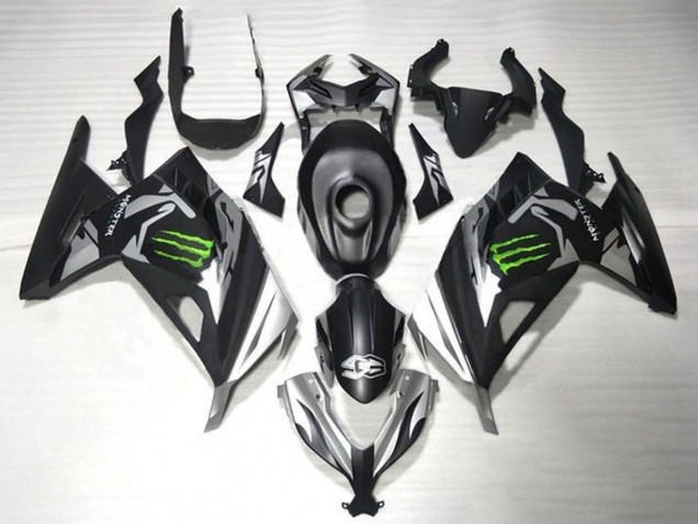 Kawasaki EX300 Motorrad Verkleidung 2013-2024 - Matt Schwarz Silber Grun Monster