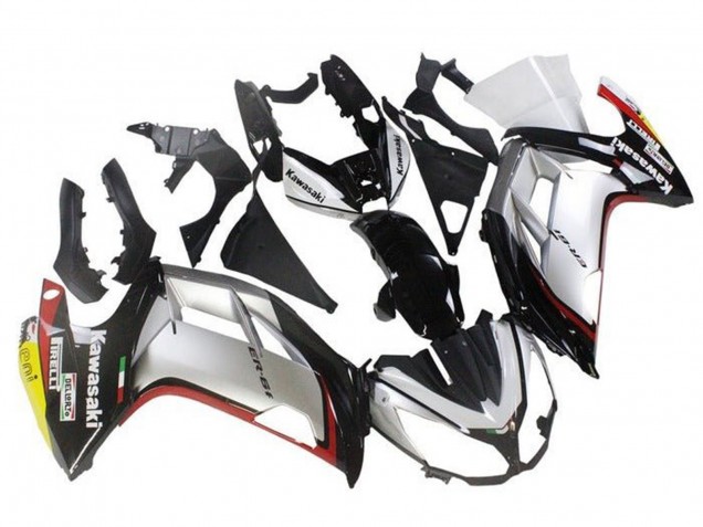 Kawasaki Ninja ER6F Motorrad Verkleidung 2012-2014 - Silber Schwarz Rot Gelb