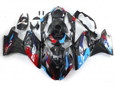 BMW S1000RR Motorrad Verkleidung 2017-2018 - Blau Rot Kunst Carbonfaser