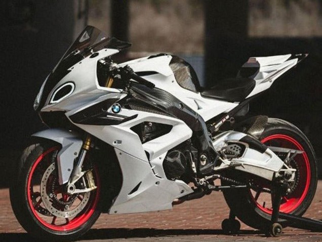 BMW S1000RR Motorrad Verkleidung 2017-2018 - Weiss Kunst Carbonfaser