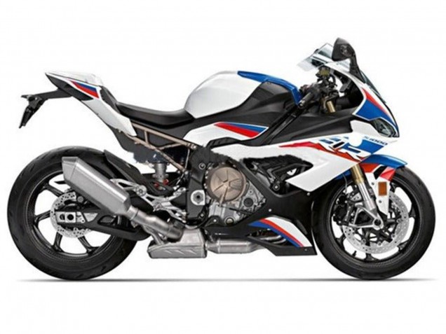 BMW S1000RR Motorrad Verkleidung 2019-2022 - Weiss Blau Rot Streifen