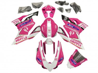 Ducati Panigale 899/1199 Motorrad Verkleidung 2011-2014 - Rosa Weiss Glanzendes Schwarz Fiamm