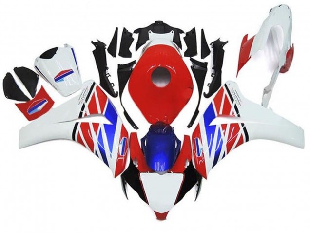 Honda CBR1000RR Motorrad Verkleidung 2008-2011 - Weiss Rot Blau Schwarz Streifen