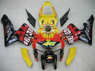 Honda CBR600RR Motorrad Verkleidung 2005-2006 - Schwarz Gelb Rossi