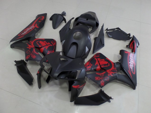 Honda CBR600RR Motorrad Verkleidung 2005-2006 - Matt Schwarz Matt Rot Gear