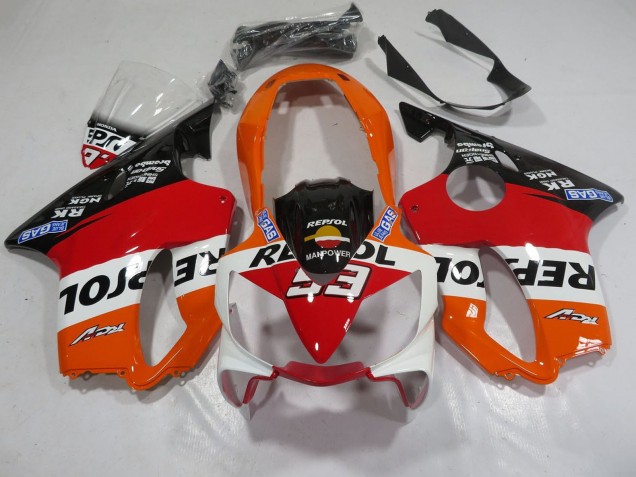 Honda CBR600 F4i Motorrad Verkleidung 2004-2007 - Orange Weiss Rot Glanzendes Schwarz Repsol 93