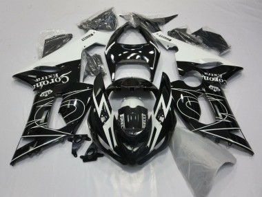Kawasaki ZX6R Motorrad Verkleidung 2005-2006 - Glanzendes Schwarz Weiss Corona Extra Tribal