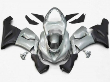 Kawasaki ZX6R Motorrad Verkleidung 2005-2006 - Silber Matt Schwarz