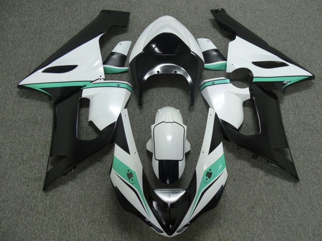 Kawasaki ZX6R Motorrad Verkleidung 2005-2006 - Weiss Schwarz Grun