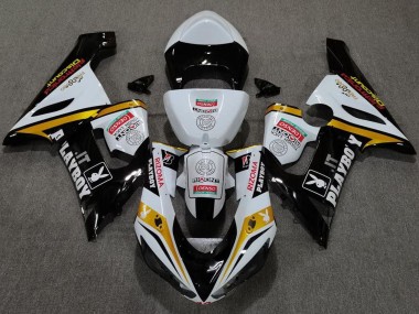 Kawasaki ZX6R Motorrad Verkleidung 2005-2006 - Weiss Schwarz Gold Rot Rizoma Playboy