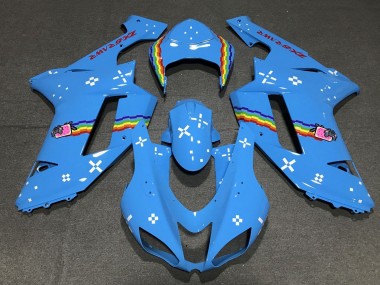 Kawasaki ZX6R Motorrad Verkleidung 2007-2008 - Hellblau Regenbogen