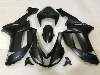 Kawasaki ZX6R Motorrad Verkleidung 2007-2008 - Matt Schwarz Blau Ninja