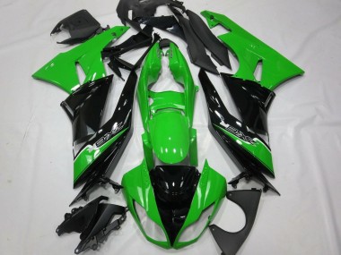 Kawasaki ZX6R Motorrad Verkleidung 2009-2012 - Grun Glanzendes Schwarz Weiss