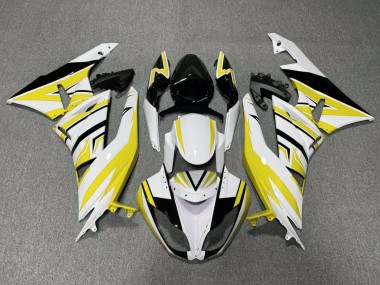 Kawasaki ZX6R Motorrad Verkleidung 2009-2012 - Weiss Gelb Schwarz