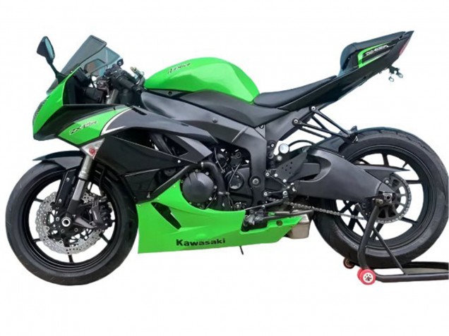 Kawasaki ZX6R Motorrad Verkleidung 2009-2012 - Grun Matt Schwarz