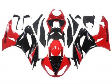 Kawasaki ZX6R Motorrad Verkleidung 2009-2012 - Rot Glanzendes Schwarz