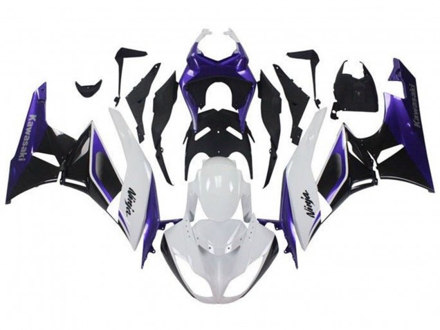 Kawasaki ZX6R Motorrad Verkleidung 2009-2012 - Lila Weiss Schwarz