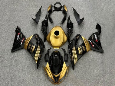 Kawasaki ZX6R Motorrad Verkleidung 2013-2018 - Gold Glanzendes Schwarz