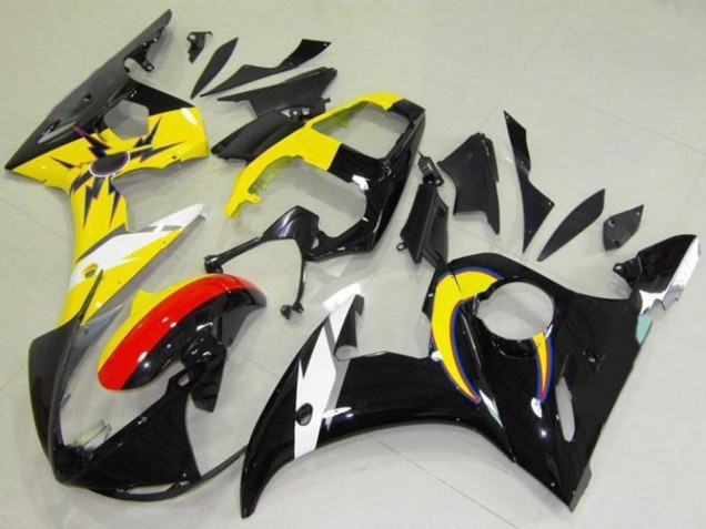 Yamaha YZF R6 Motorrad Verkleidung 2003-2004 - Gelb Rot Glanzendes Schwarz