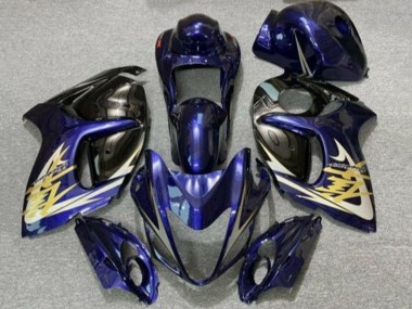 Suzuki GSXR 1300 Hayabusa Motorrad Verkleidung 2008-2020 - Dunkel Blau Schwarz Gold