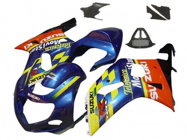 Suzuki GSXR1000 Motorrad Verkleidung 2000-2002 - Blau Gelb Rot Telefonica Motul