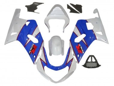 Suzuki GSXR1000 Motorrad Verkleidung 2000-2002 - Weiss Blau Rot PinStreifen
