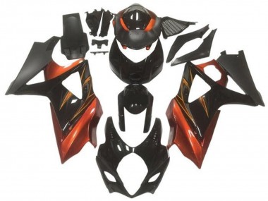 Suzuki GSXR 1000 Motorrad Verkleidung 2005-2006 - Glanzendes Schwarz Matt Schwarz Orange