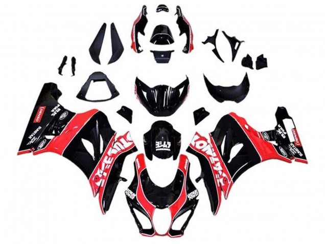 Suzuki GSXR1000 Motorrad Verkleidung 2017-2024 - Glanzendes Schwarz Rot Weiss PinStreifen