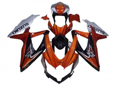 Suzuki GSXR 600 / GSXR 750 Motorrad Verkleidung 2008-2010 - Silber Orange Glanzendes Schwarz