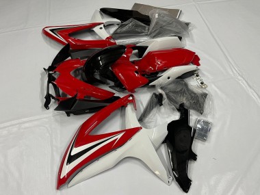 Suzuki GSXR 600 / GSXR 750 Motorrad Verkleidung 2008-2010 - Weiss Rot Glanzendes Schwarz